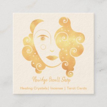 New Age Occult Shop Abstract Face Square Business Card by businesscardsforyou at Zazzle
