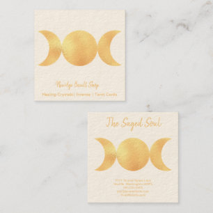 New Age Occult Shop Gold Triple Moons Square Business Card