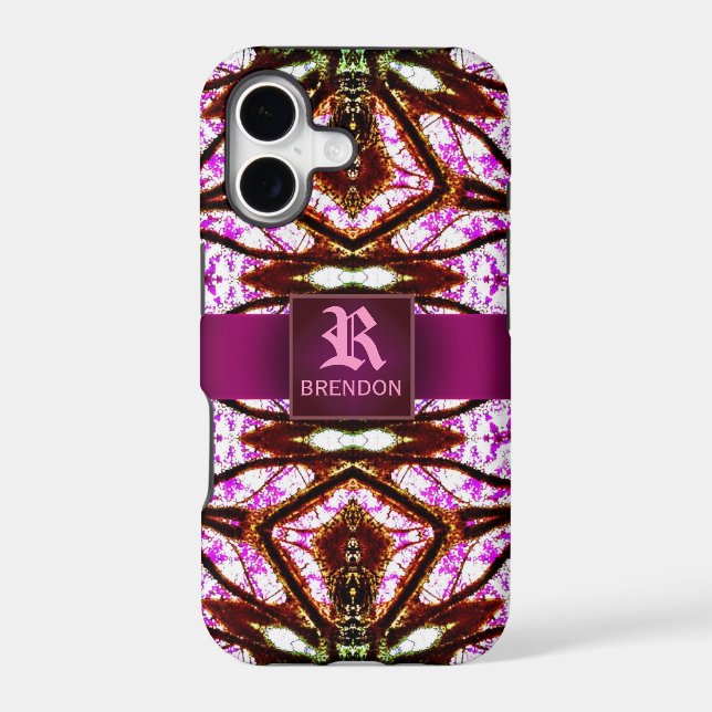 New Age Pink Batik Pattern Custom Monogram Iphone Case (Back)