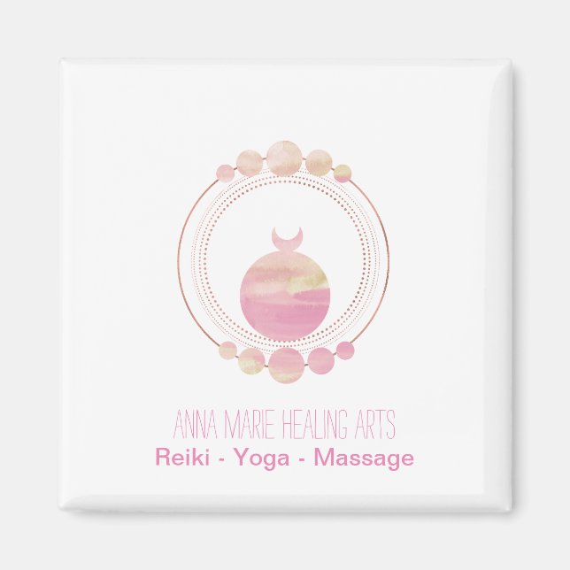 New Age Pink Rose Gold Sacred Geometry Magnet (Front)