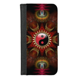 New Age Red & Black Yin Yang Fractal Star iPhone 8/7 Wallet Case
