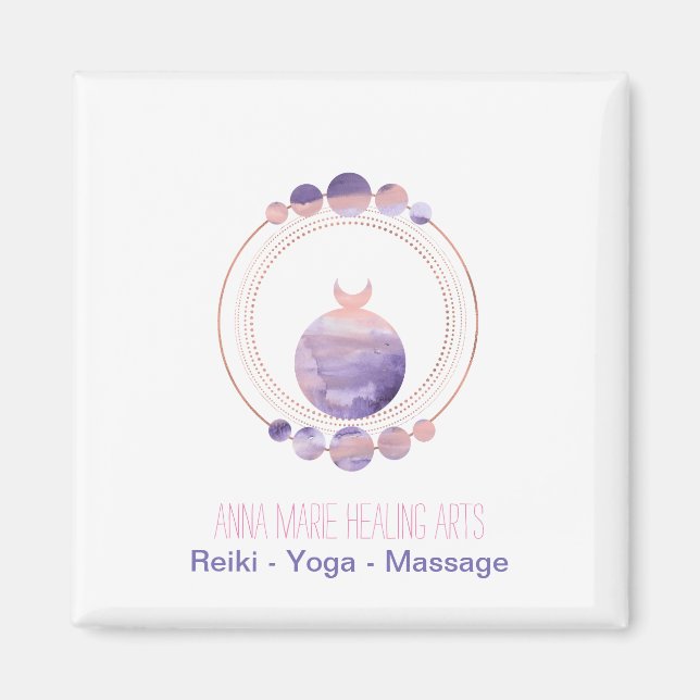 New Age Rose Gold Pink Purple Sacred Geometry Magnet (Front)