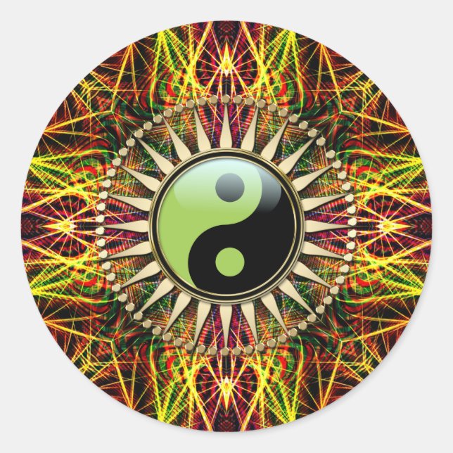 New Age Spirit Yin Yang Sun Energy Classic Round Sticker (Front)