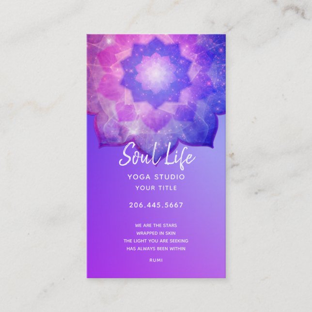 New Age | Violet Lotus Meditation Mandala Business Card (Front)