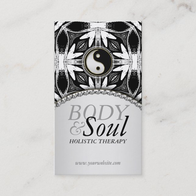 New Age Yin Yang Black White Batik Business Card (Front)