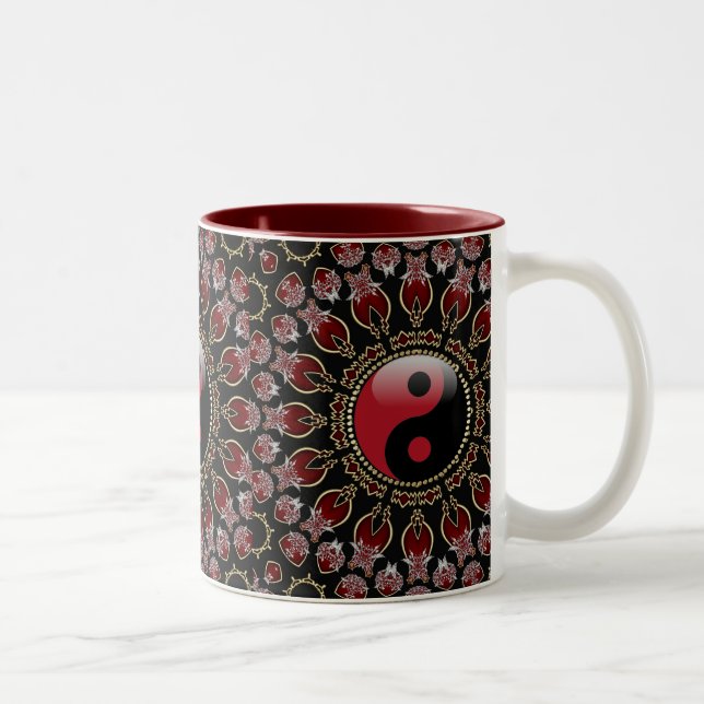 New Age YinYang Mandala Red+Gold Mug (Right)