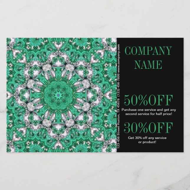 New Age Yoga Instructor emerald green Mandala Flyer (Front)