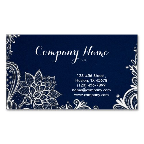 New Age Yoga navy blue henna bohemian lace Business Card Magnet