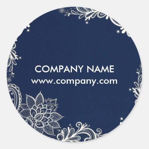 New Age Yoga navy blue henna bohemian lace Classic Round Sticker