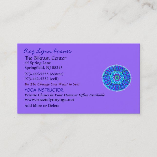 New Age Yoga Profile Card (Front)