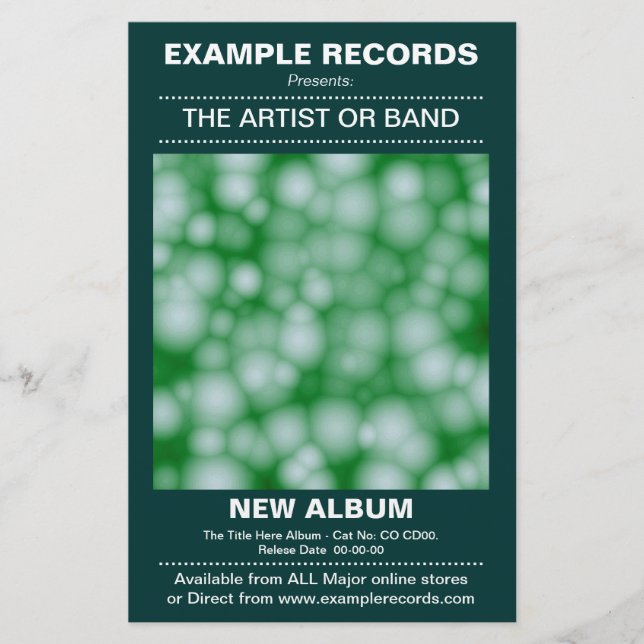 New Album Launch - Dark Green Flyer (Front)