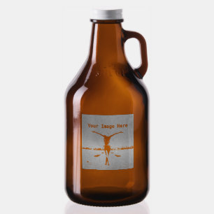 NEW! Amber Growler 32oz - Etched Glass - Custom
