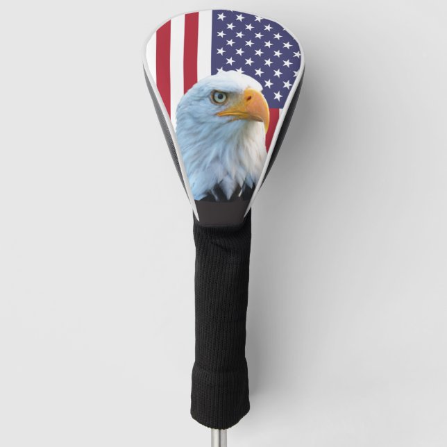NEW AMERICA FLAG  and BALD EAGLE    Golf Head Cover (Front)