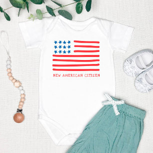 New American Citizen Hand Drawn American Flag Baby Bodysuit