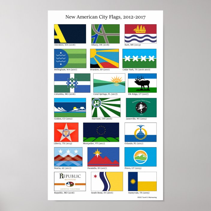 New American City Flags 2012 2017 8 5 X 14 In Poster Zazzle Com