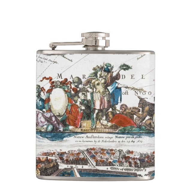 NEW AMSTERDAM, 1673 HIP FLASK (Front)