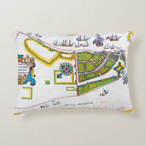 New Amsterdam Map 1661 Accent Pillow