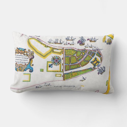 New Amsterdam Map 1661 Lumbar Pillow