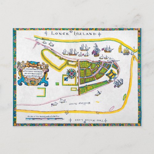New Amsterdam Map 1661 Postcard