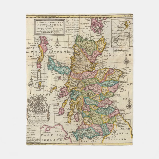 New and correct map of Scotland and the Isles Fleece Blanket (Front)