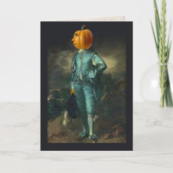 New And Improved Pumpkin Boy Holiday Card by Ars_Brevis at Zazzle