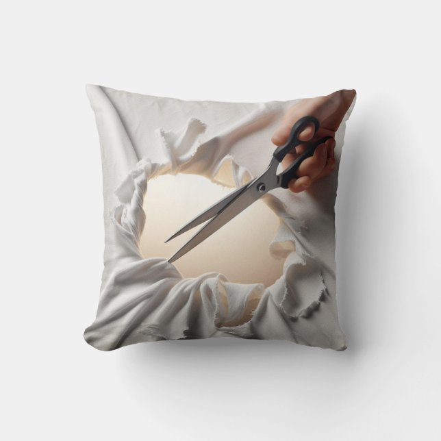 New and Modern Woman Scissors Throw Pillow (Front)