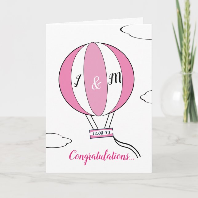 New arrival baby girl hot air balloon card (Front)
