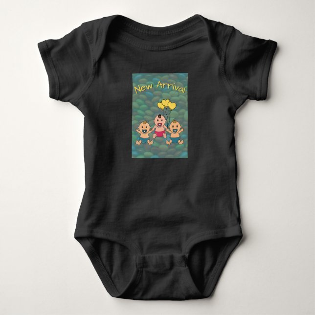 New arrival - for triplet 2 boys and a girl - baby bodysuit (Front)
