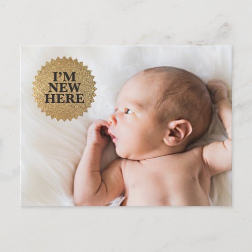 New Arrival Starburst Elegant Baby Birth Announce Announcement Postcard
