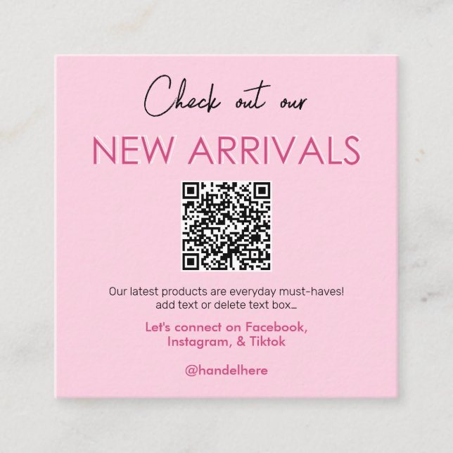 New Arrivals QR Code Business Card (Front)