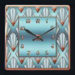 New Art Deco Blue and Copper Square Wall Clock<br><div class="desc">This decorative Art Deco square wall clock measure 10 inches. I made this from scratch and added this lovely blue and copper colour to it. This is different from the other clocks I have made but I thought it might just match someone's decor colours. It would look lovely on a...</div>