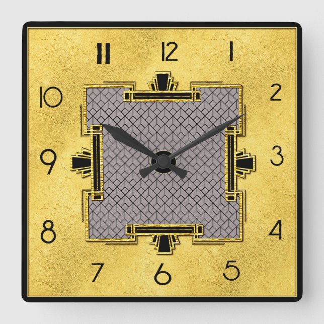 New Art Deco Design Square Square Wall Clock (Front)