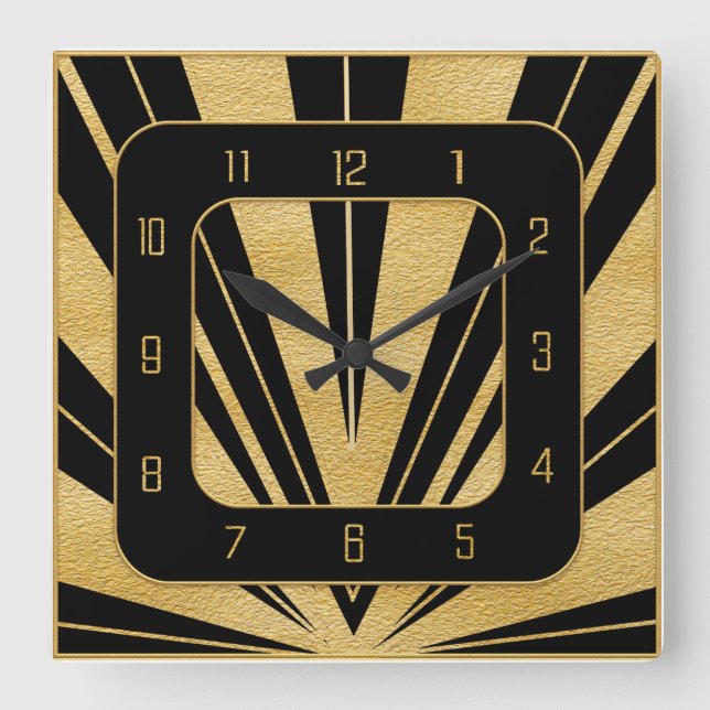 New Art Deco Gatsby Style Square Wall Clock (Front)