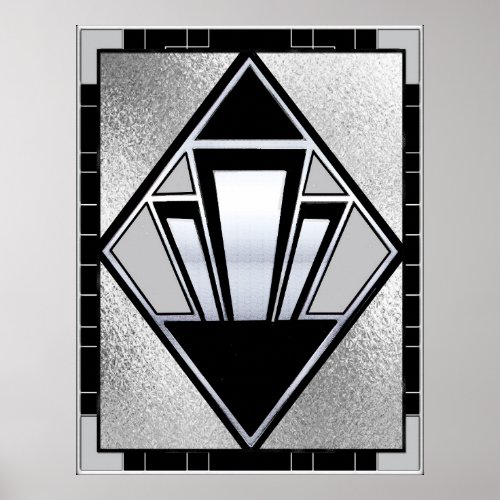 New Art Deco SIlver and Black Poster