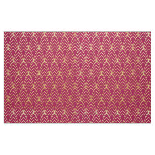 New Art Deco Style Fabric. (Red and Gold.) Fabric