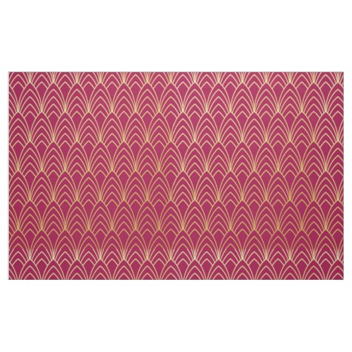 New Art Deco Style Fabric. (Red and Gold.) Fabric