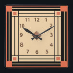 New Art Deco Style (Orange, Black and Cream) Square Wall Clock<br><div class="desc">I created this new Art Deco Style wall clock from an old photo of a vintage clock. I have made my own bespoke design to make this vintage look. I think this clock looks great on this plain wall. (See picture). Maybe this would suit your home décor?</div>