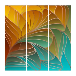 New Art Nouveau Gold and Turquoise Fan