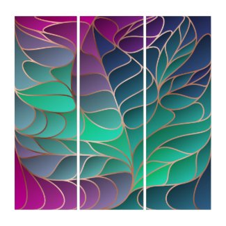 New Art Nouveau Leaf Triptych