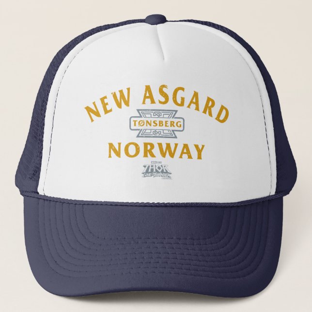 New Asgard Norway Souvenir Graphic Trucker Hat (Front)