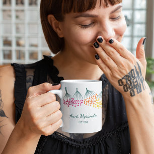 New Aunt Abstract Rainbow Floral Personalized Coffee Mug