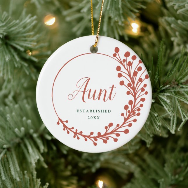New Aunt Established Personalized Pregnancy Reveal Ceramic Ornament (Tree)
