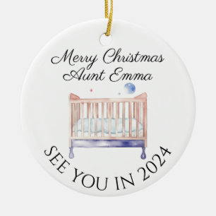 New Aunt new baby pregnancy announcement design Ceramic Ornament