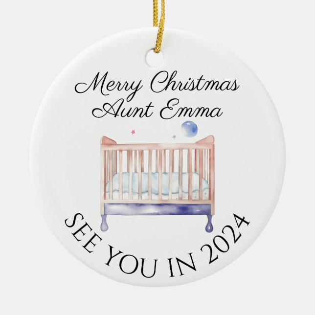 New Aunt new baby pregnancy announcement design Ceramic Ornament (Front)