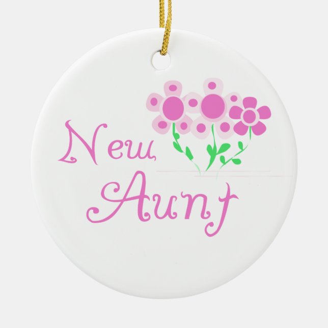 New Aunt Pink Flowers T-shirts and Gifts Ceramic Ornament (Front)