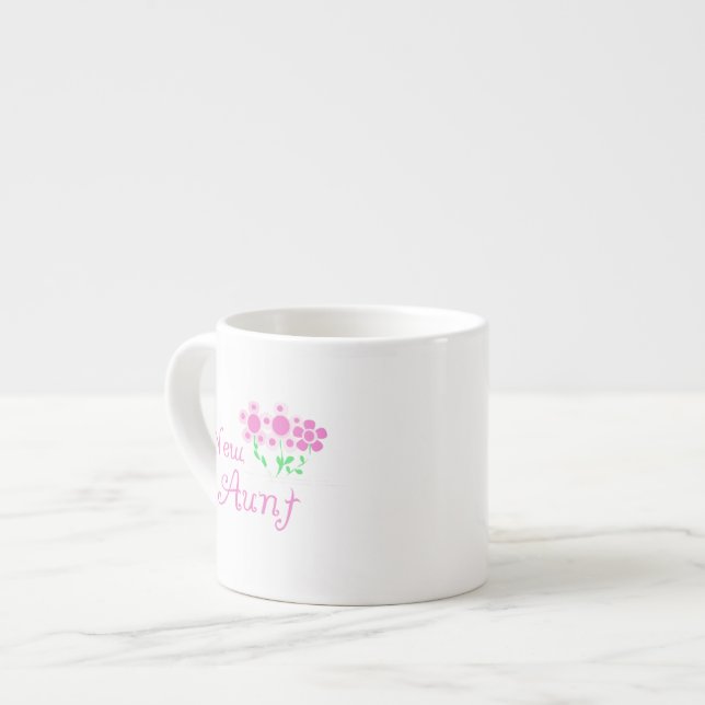 New Aunt Pink Flowers T-shirts and Gifts Espresso Cup (Front Left)