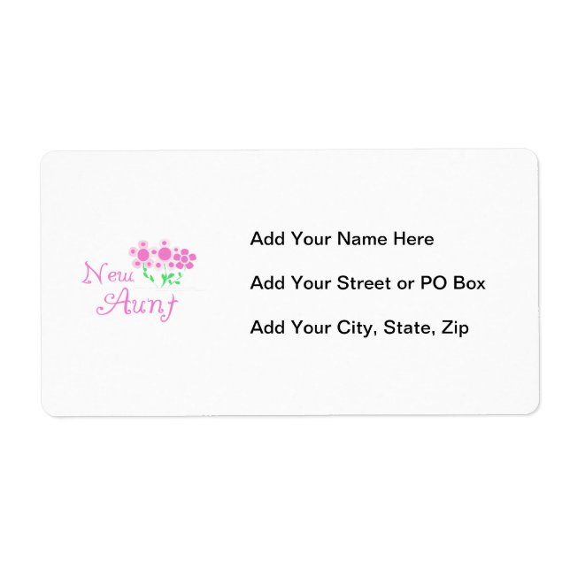 New Aunt Pink Flowers T-shirts and Gifts Label (Front)