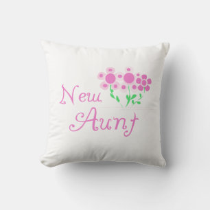 New Aunt Pink Flowers T-shirts and Gifts Throw Pillow