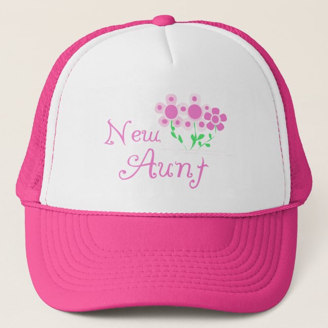 New Aunt Pink Flowers Tshirts and Gifts Trucker Hat (Front)