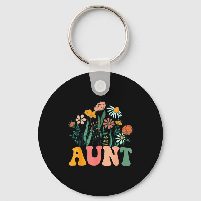 New Aunt Wildflower First Birthday &amp; Baby Show Keychain (Front)